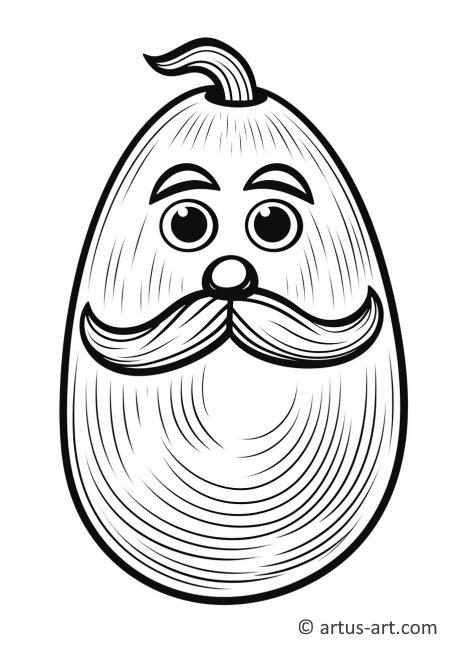 Avocado with a Mustache Coloring Page
